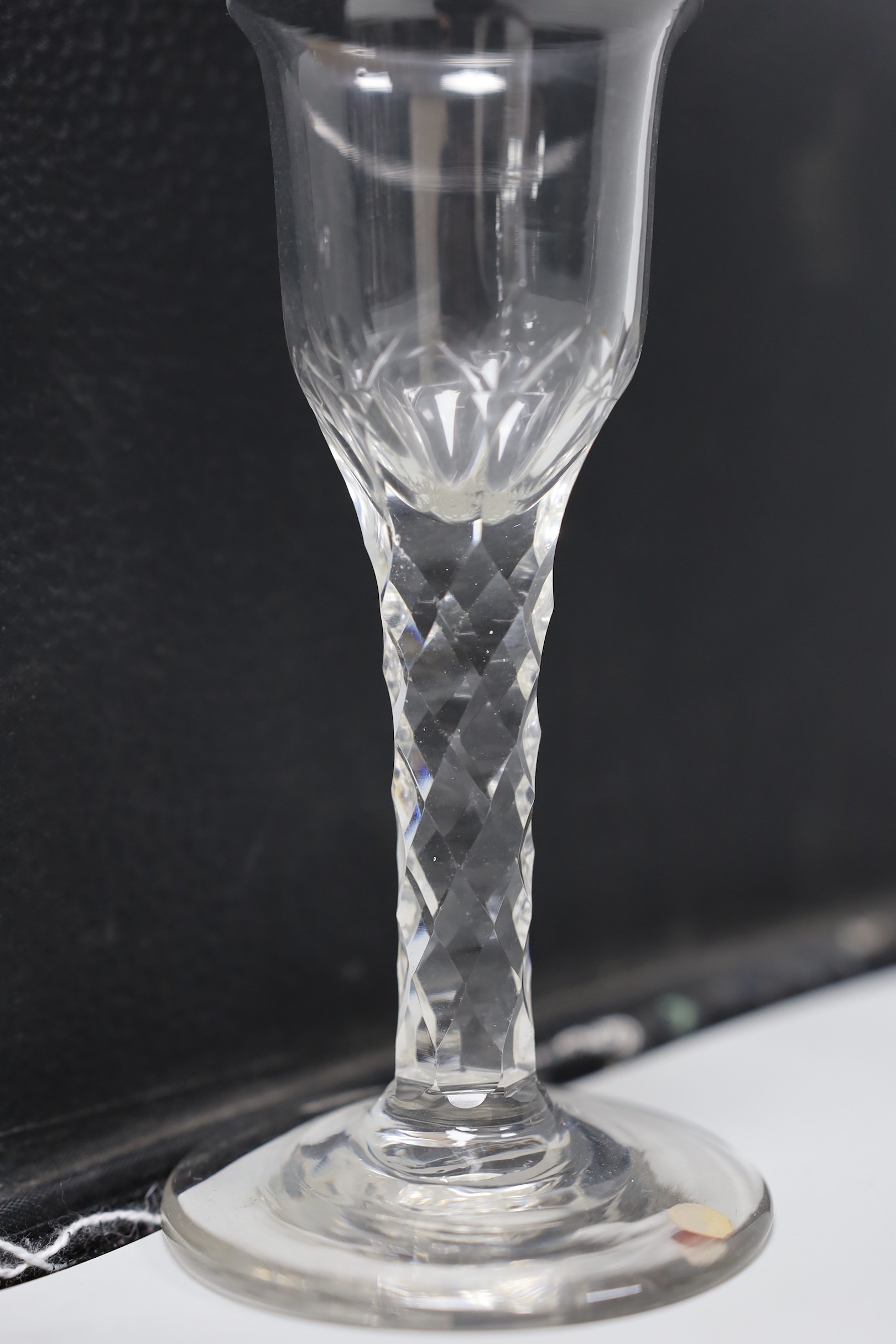 A George III facet stem wine glass, 15cms high